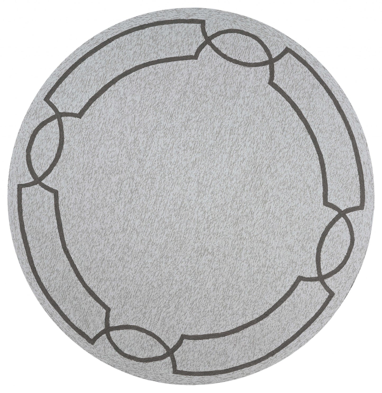 8'X11' Oatmeal Ivory Hand Hooked Uv Treated Bordered Indoor Outdoor Area Rug