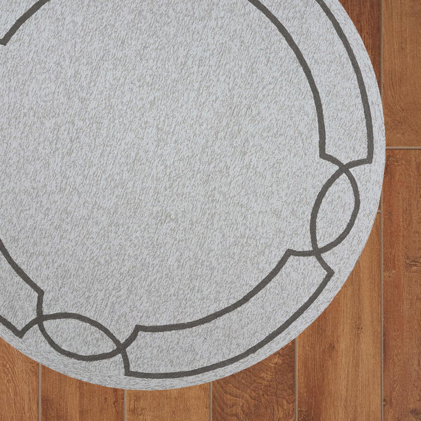 8'X11' Oatmeal Ivory Hand Hooked Uv Treated Bordered Indoor Outdoor Area Rug