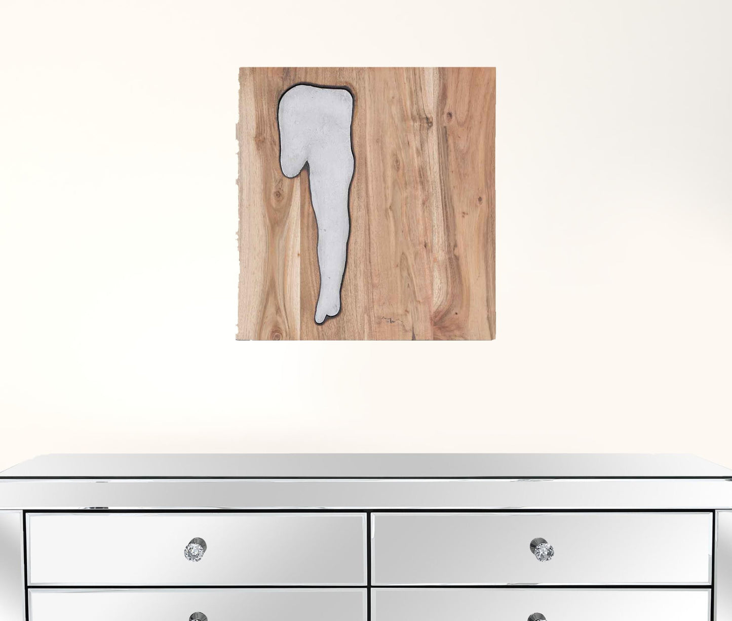 13" X 13" X 1" Silver Natural Wood And Metal Wall Tile