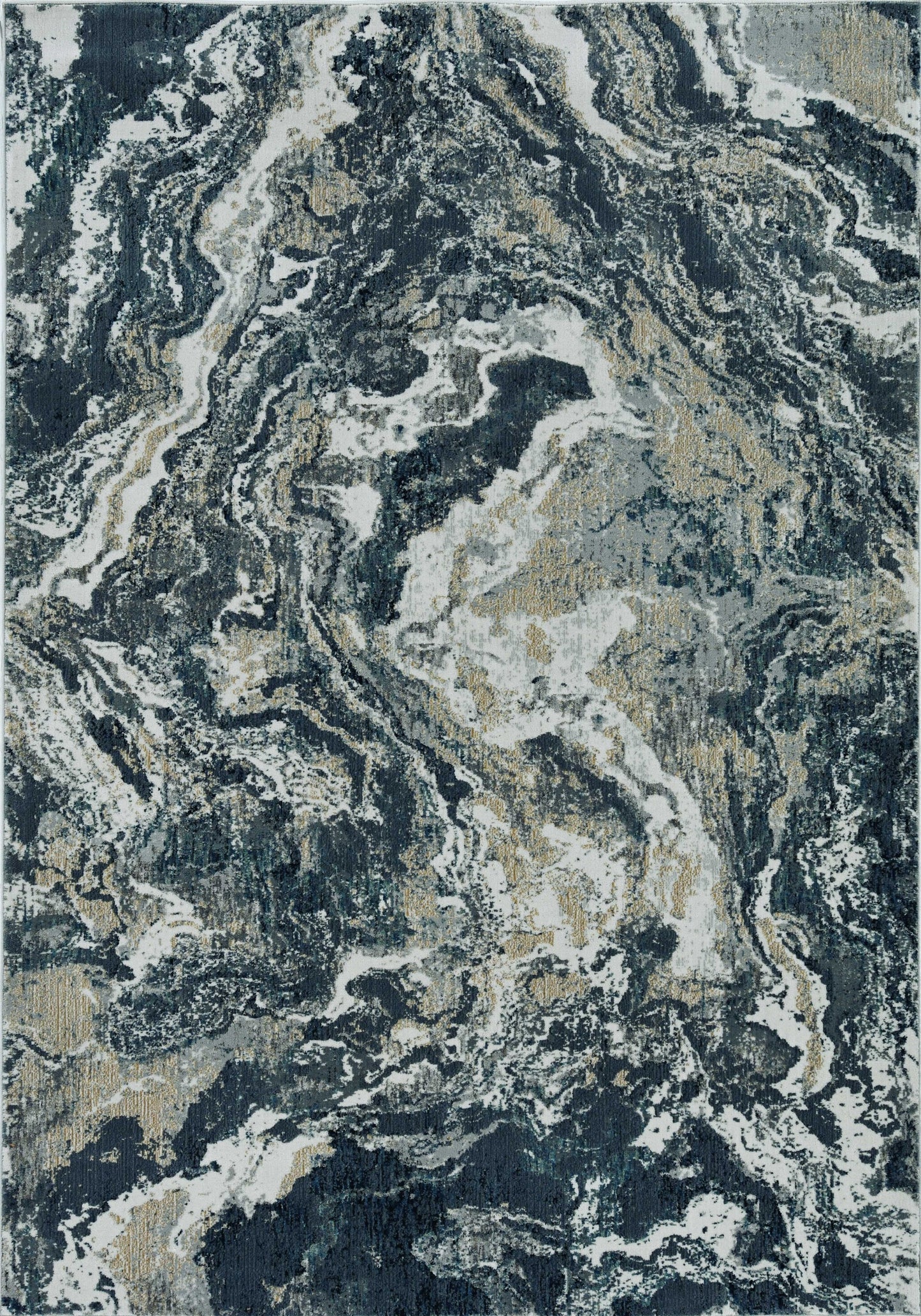 5'X8' Grey Machine Woven Abstract Watercolor Indoor Area Rug