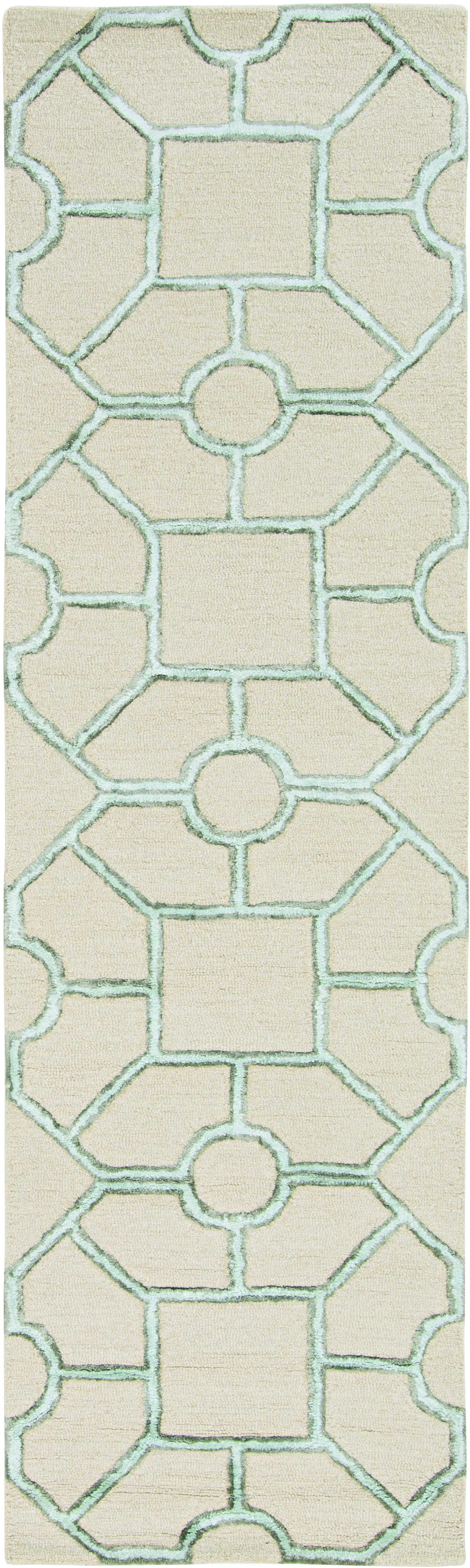 5'X7' Beige Hand Tufted Geometric Indoor Area Rug