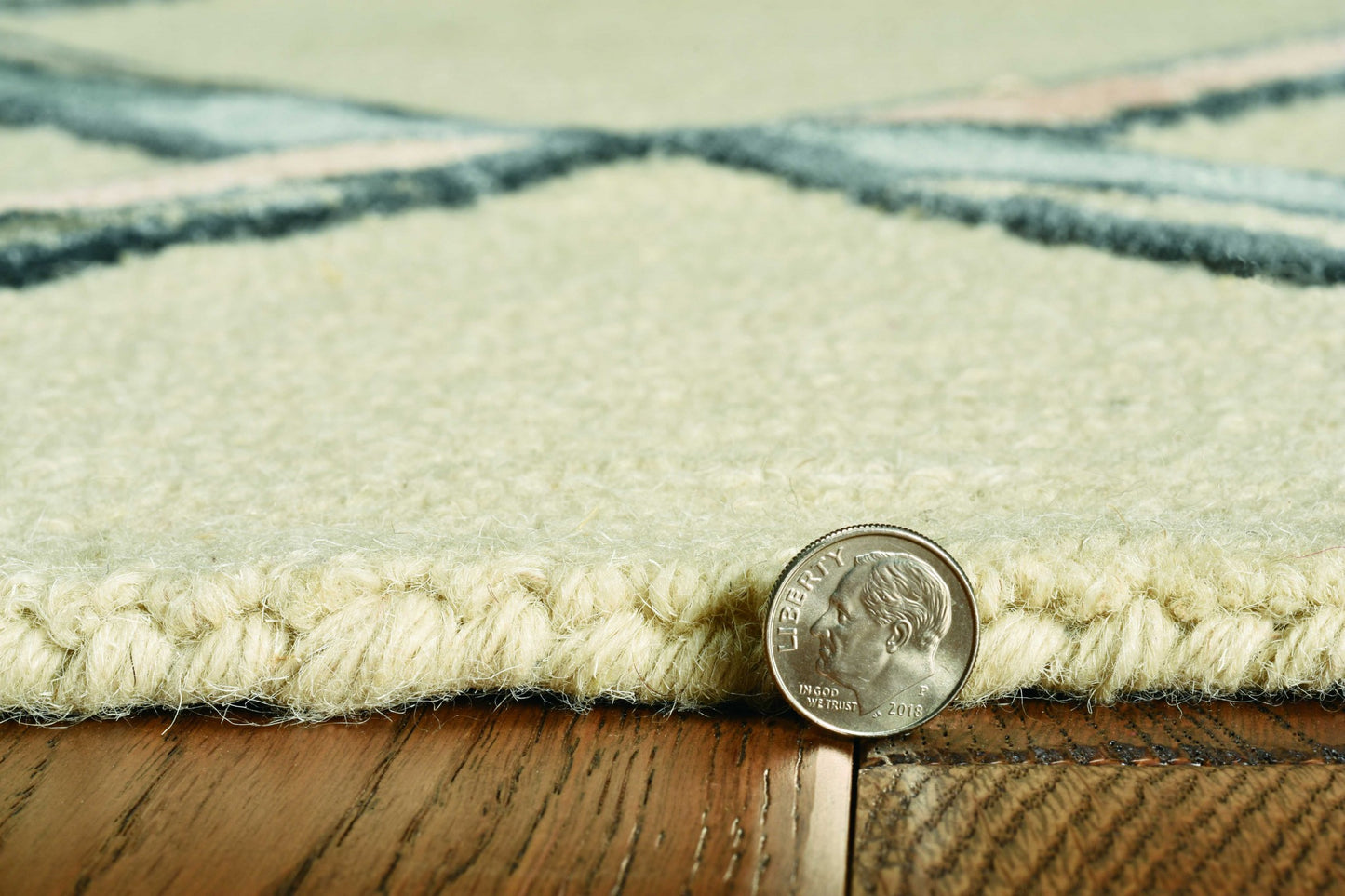 5' X 7' Cream Geometric Diamond Wool Indoor Area Rug