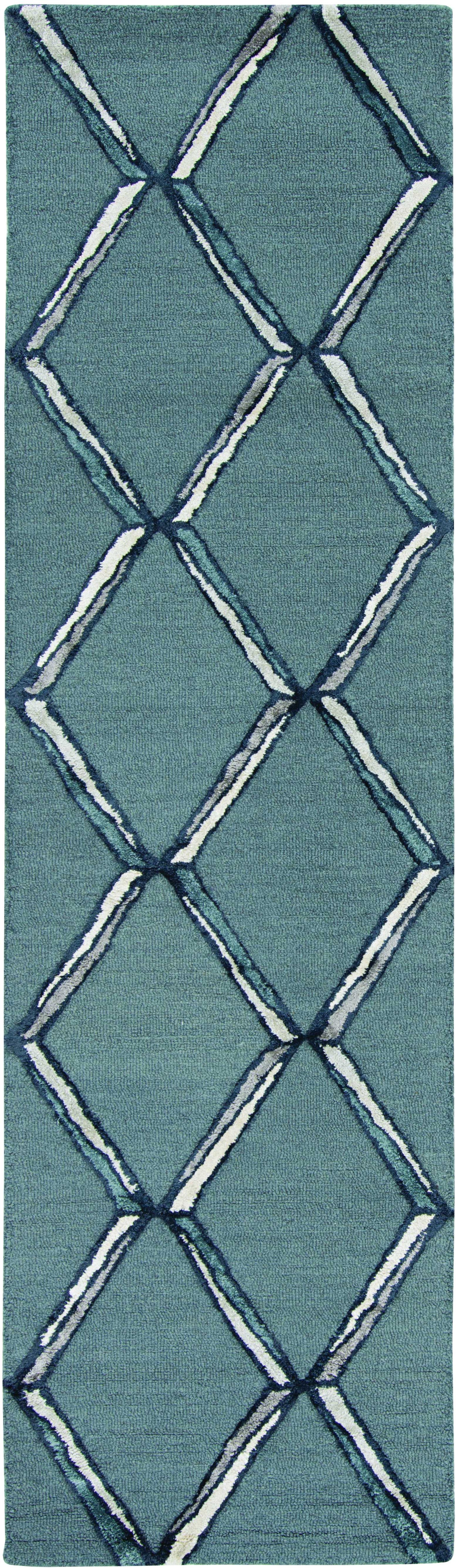 5'X7' Charcoal Silver Hand Tufted Geometric Diamond Pattern Indoor Area Rug