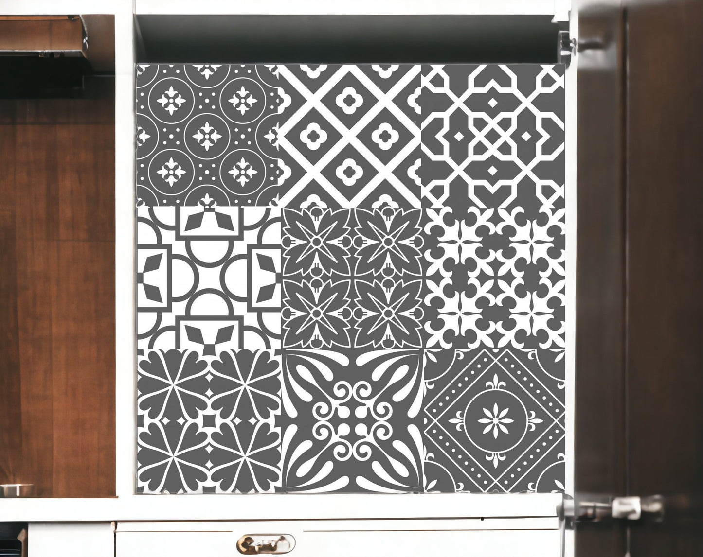 4" X 4" Gray And White Mosaic Peel And Stick Removable Tiles