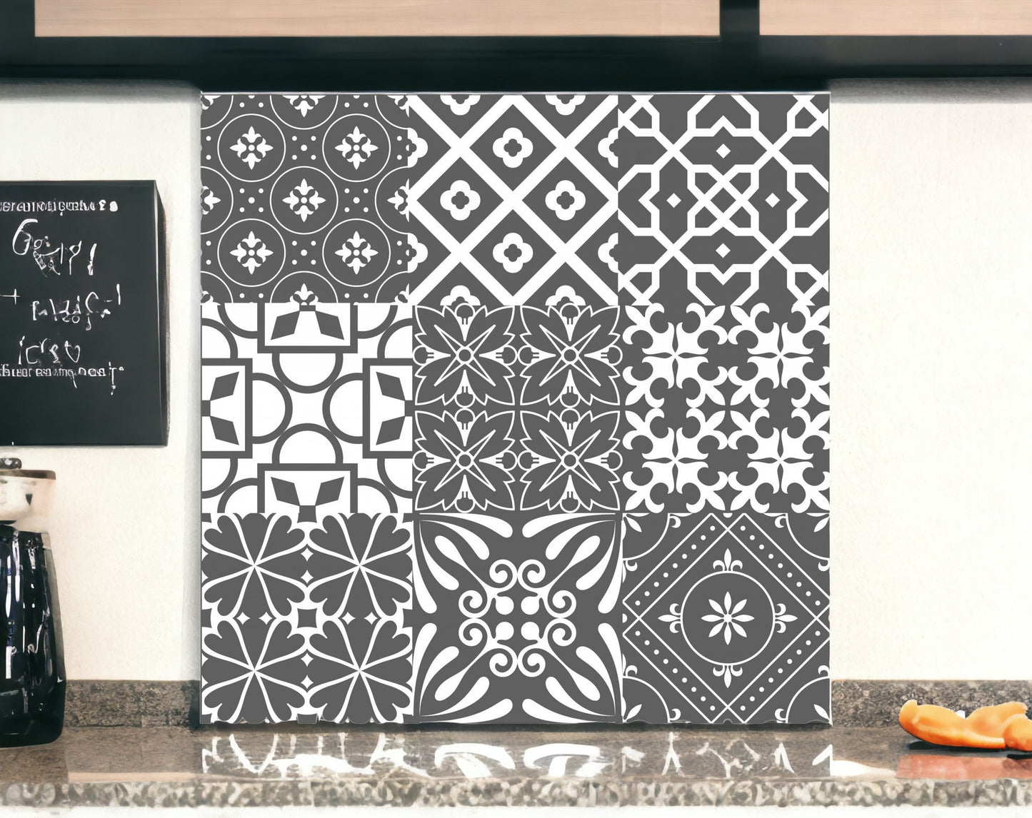 4" X 4" Gray And White Mosaic Peel And Stick Removable Tiles