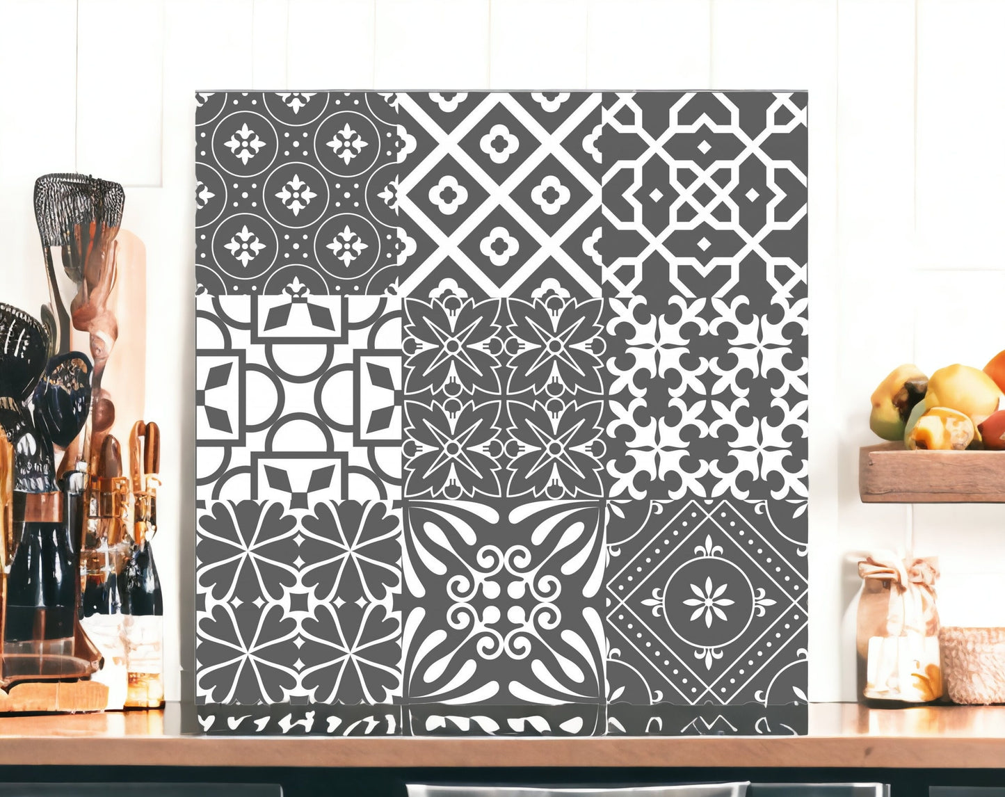 4" X 4" Gray And White Mosaic Peel And Stick Removable Tiles