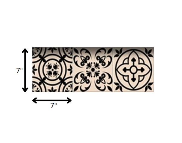 8" X 8" Cream And Black Mosaic Peel And Stick Removable Tiles