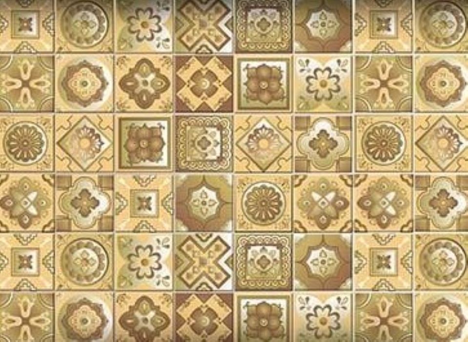 4" X 4" Vintage Beige And White Peel And Stick Removable Tiles