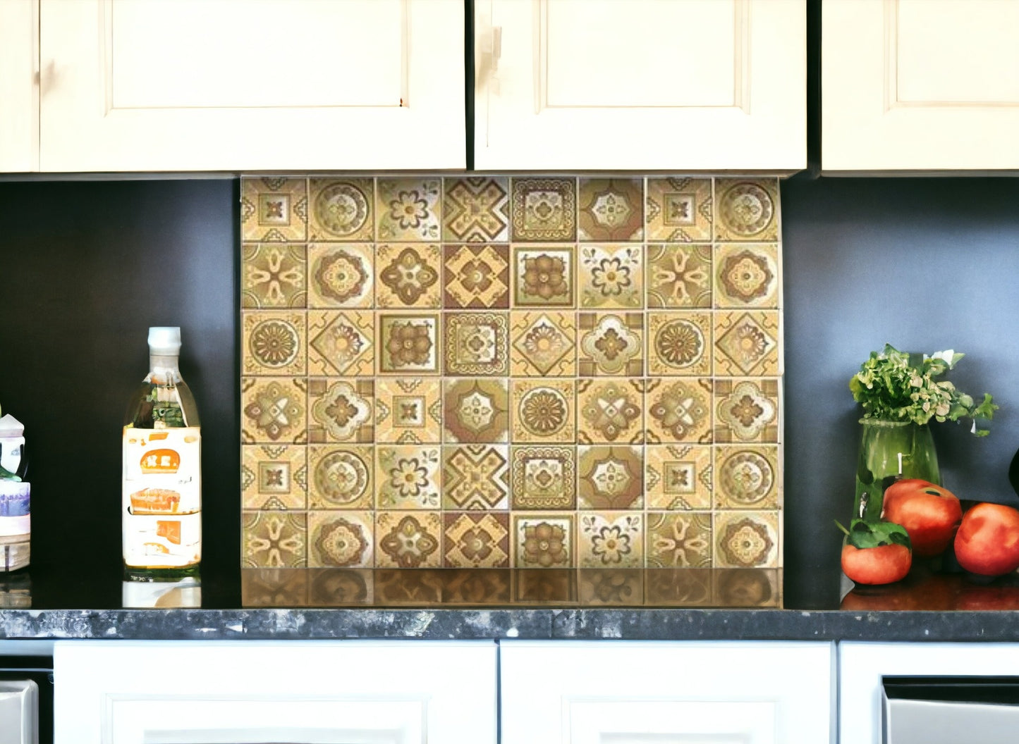 4" X 4" Vintage Beige And White Peel And Stick Removable Tiles