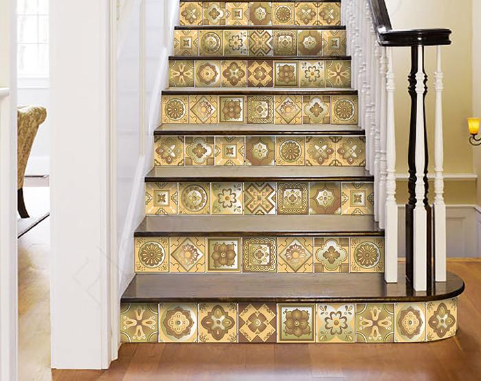 4" X 4" Vintage Beige And White Peel And Stick Removable Tiles