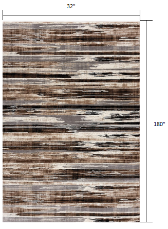 3' X 5' Beige Striped Power Loom Area Rug