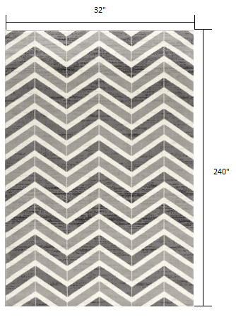 2' X 4' Gray Chevron Dhurrie Area Rug