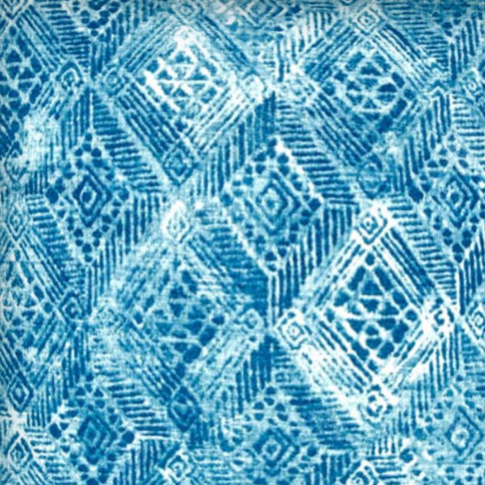 17" X 17" Blue And White Zippered Ikat Throw Indoor Outdoor Pillow