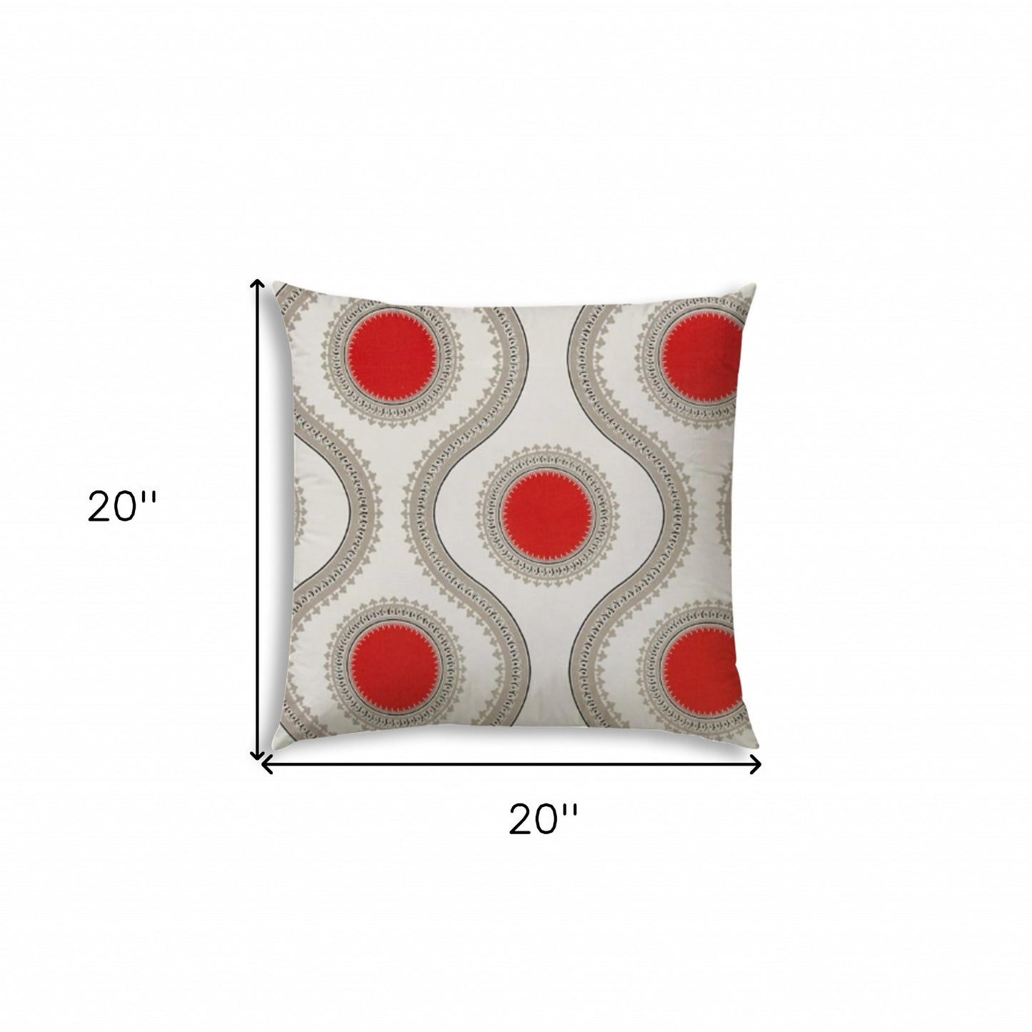 20" X 20" Coral And White Blown Seam Ogee Throw Indoor Outdoor Pillow