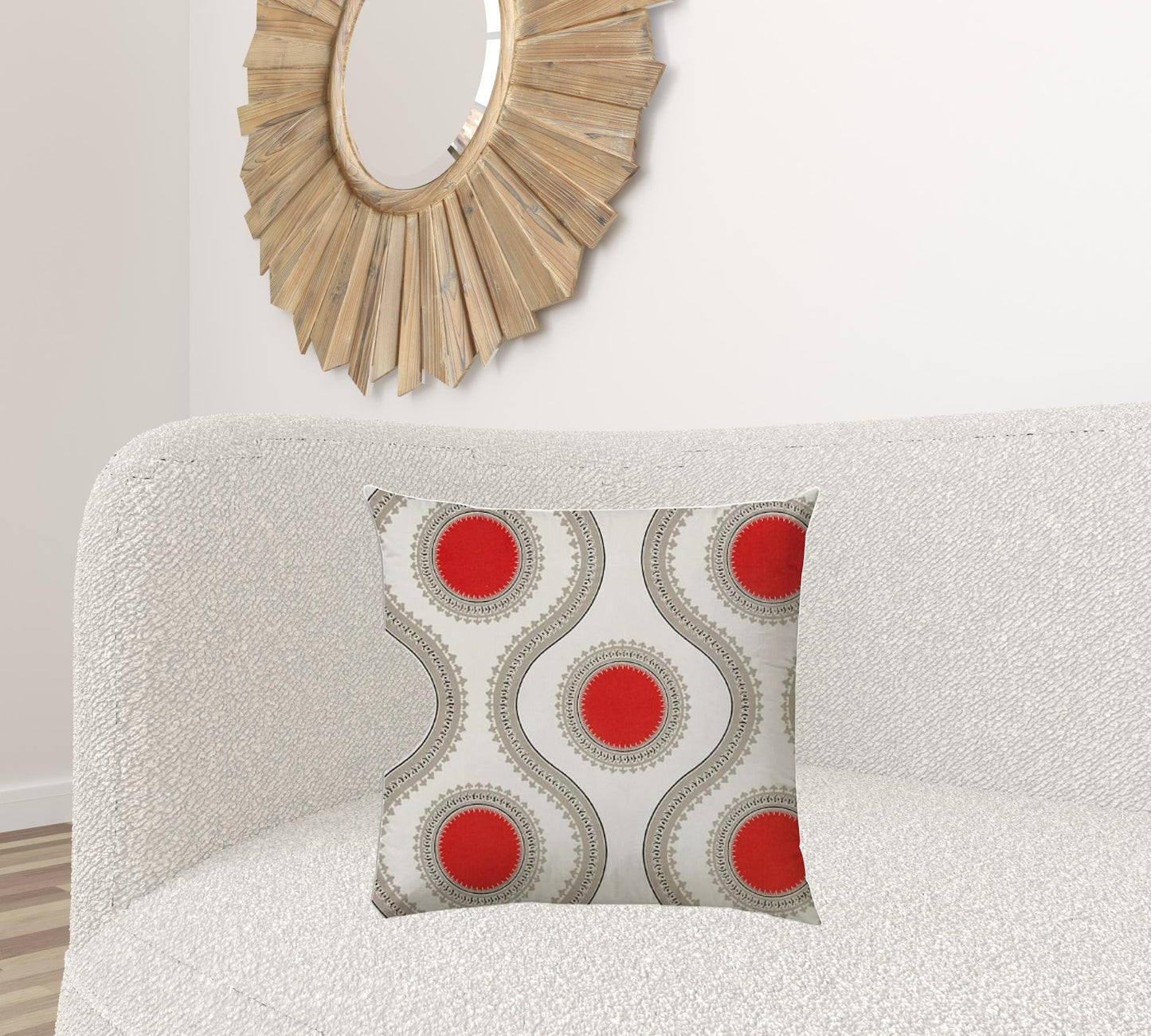 20" X 20" Coral And White Blown Seam Ogee Throw Indoor Outdoor Pillow