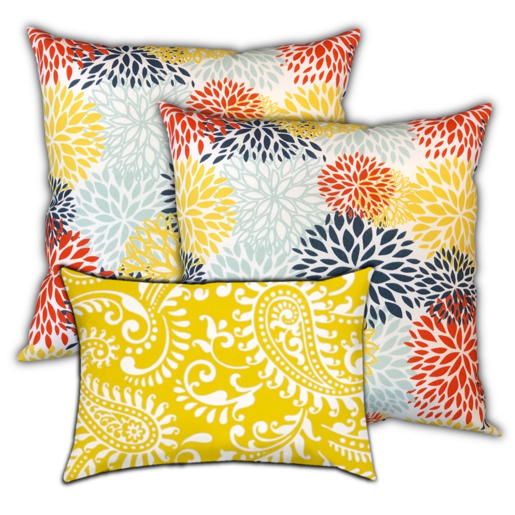 Set Of Three 18" X 18" Seafoam And White Zippered Floral Throw Indoor Outdoor Pillow