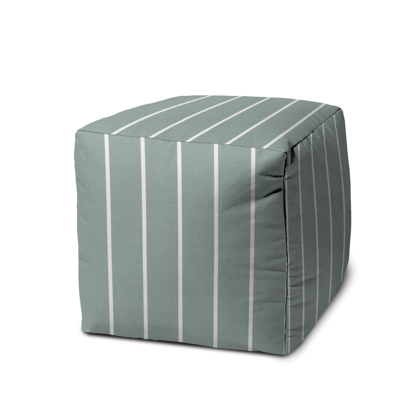 17" Gray Polyester Cube Striped Indoor Outdoor Pouf Ottoman