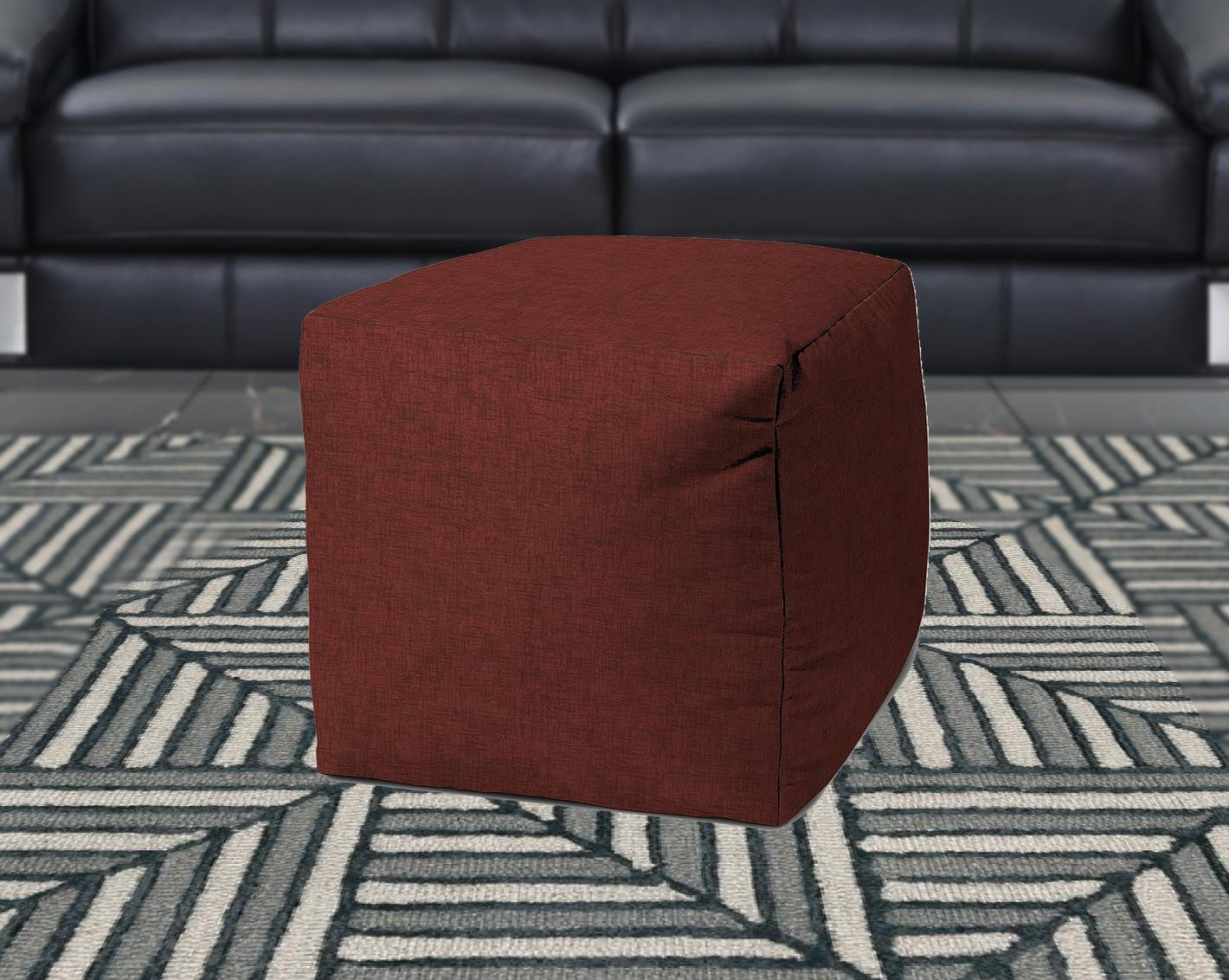 17" Taupe Polyester Cube Indoor Outdoor Pouf Ottoman