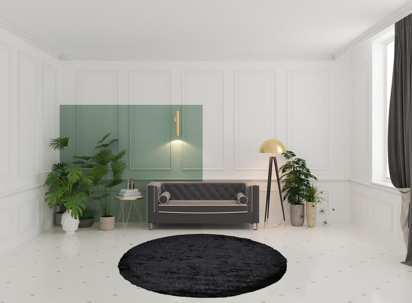 2' X 3' Black Shag Tufted Handmade Area Rug