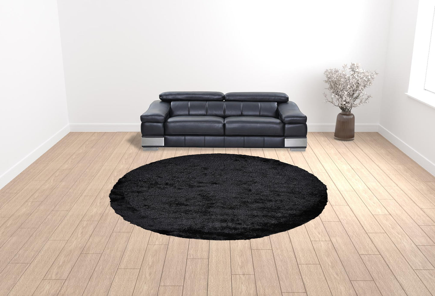 2' X 3' Black Shag Tufted Handmade Area Rug