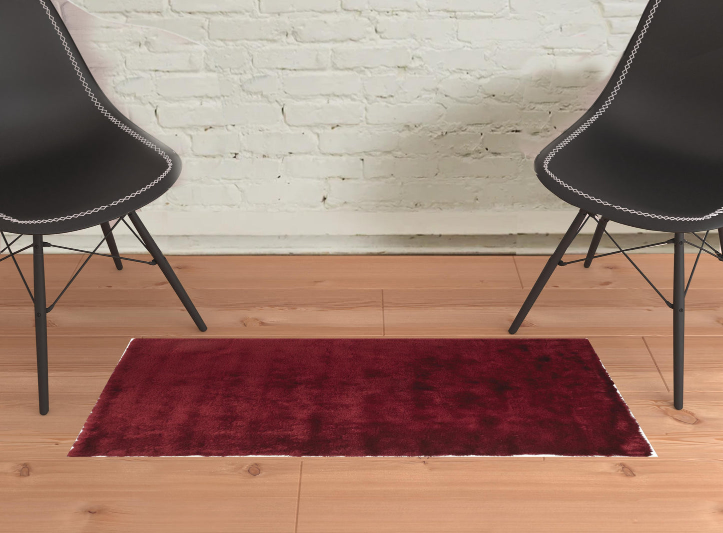 2' X 3' Black Shag Tufted Handmade Area Rug