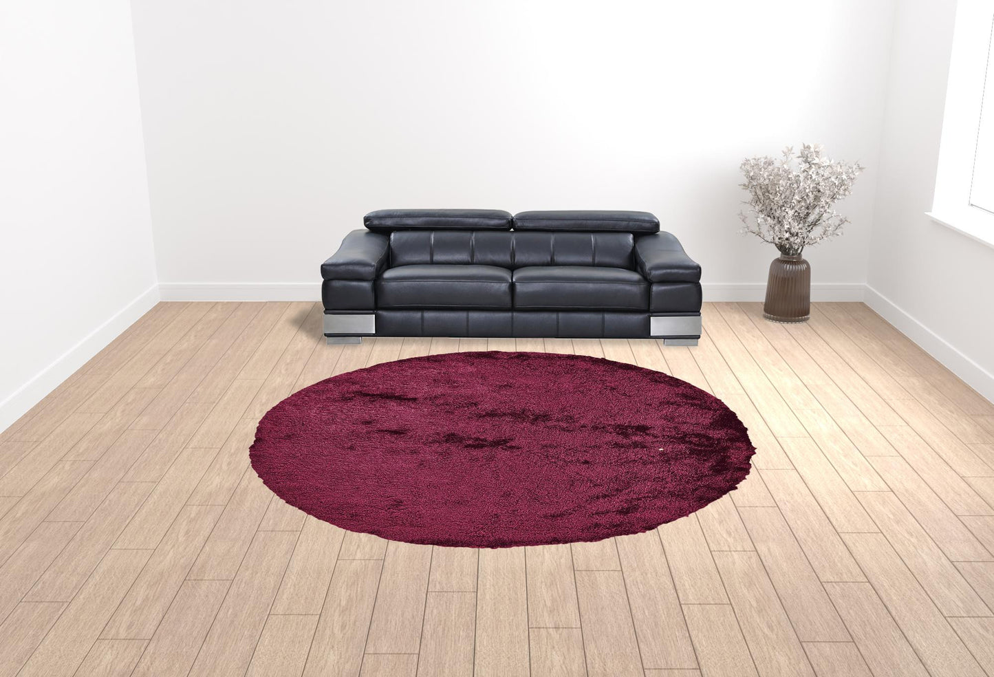 2' X 3' Black Shag Tufted Handmade Area Rug