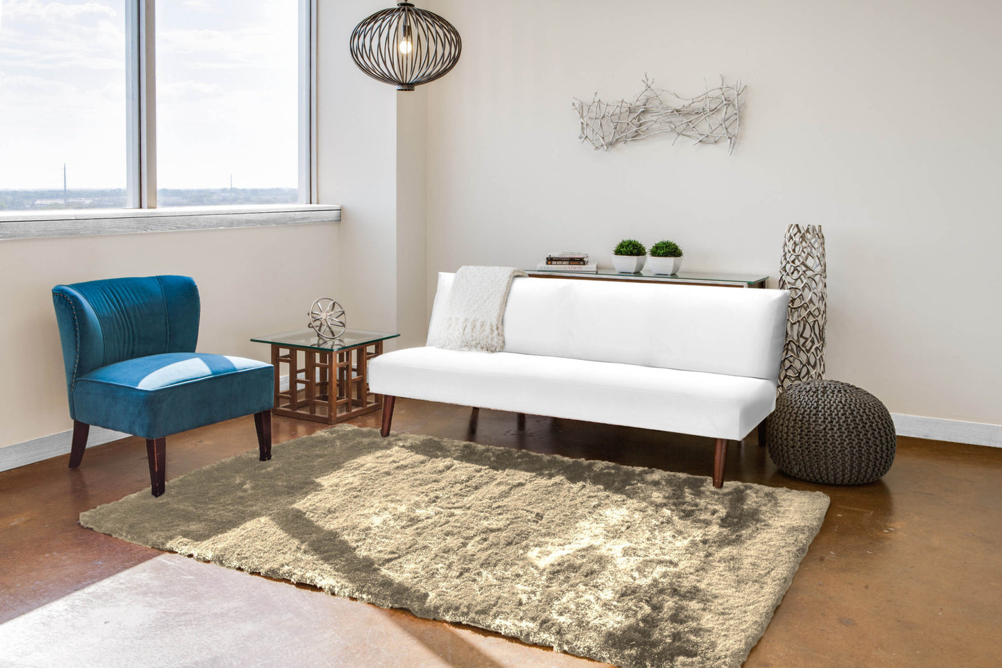 2' X 3' Black Shag Tufted Handmade Area Rug