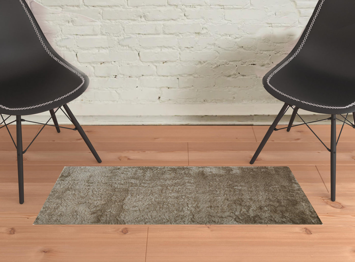2' X 3' Black Shag Tufted Handmade Area Rug