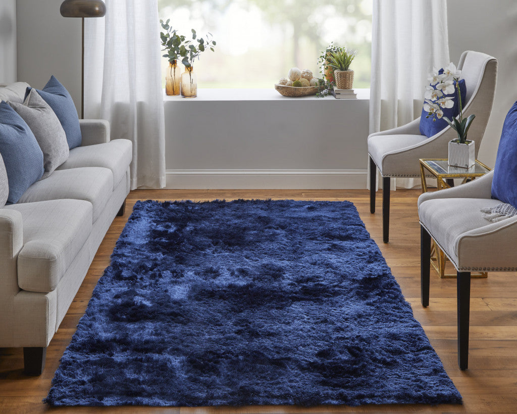 2' X 3' Black Shag Tufted Handmade Area Rug