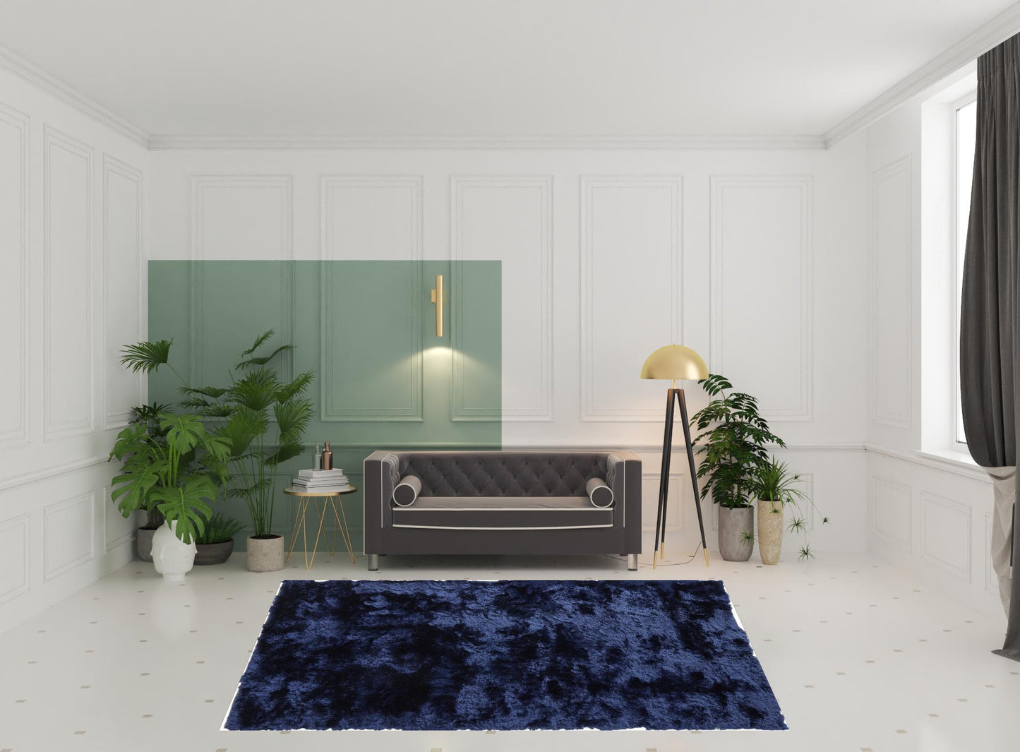 2' X 3' Black Shag Tufted Handmade Area Rug