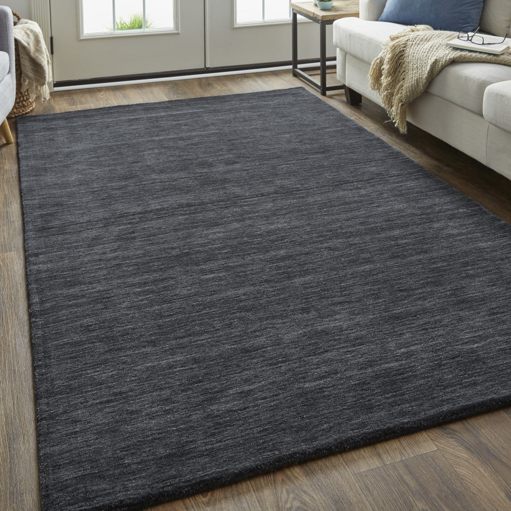 8' X 11' Blue Wool Hand Woven Stain Resistant Area Rug