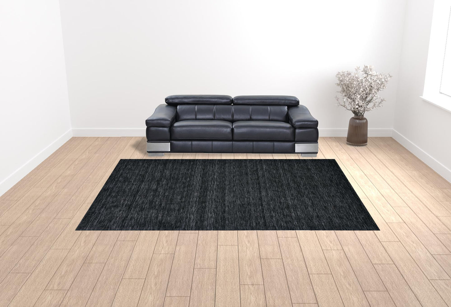 8' X 11' Blue Wool Hand Woven Stain Resistant Area Rug