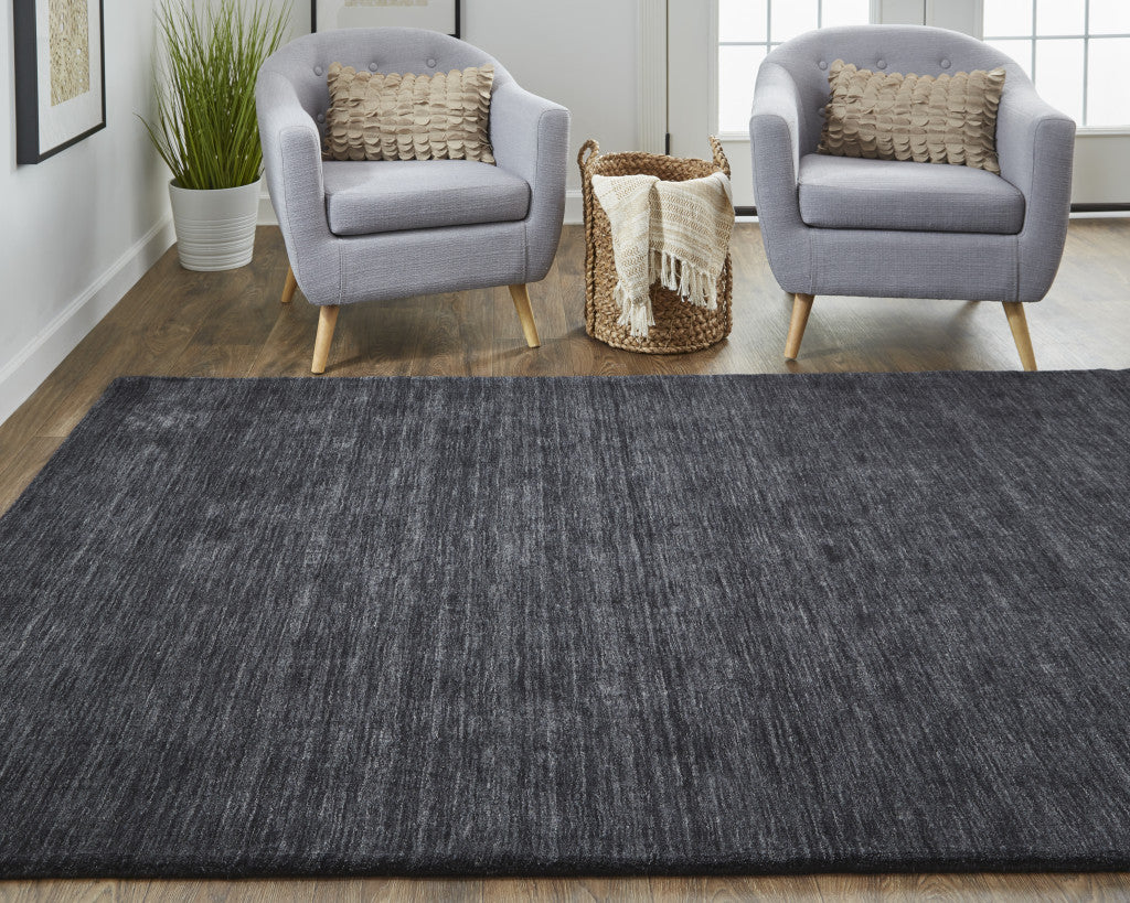 8' X 11' Blue Wool Hand Woven Stain Resistant Area Rug