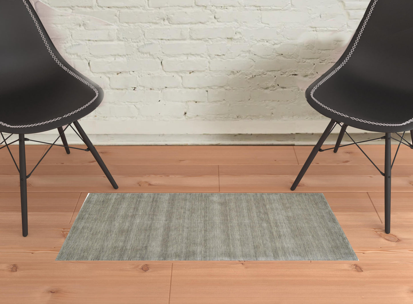 8' X 11' Blue Wool Hand Woven Stain Resistant Area Rug