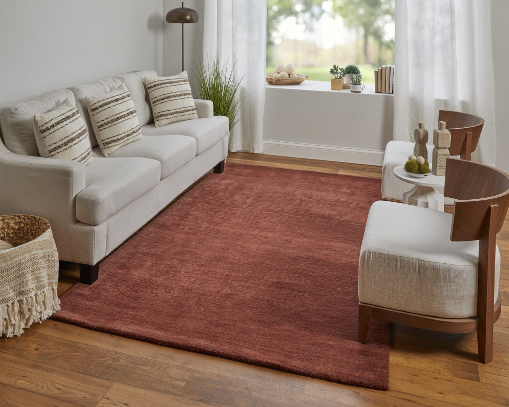 8' X 11' Blue Wool Hand Woven Stain Resistant Area Rug