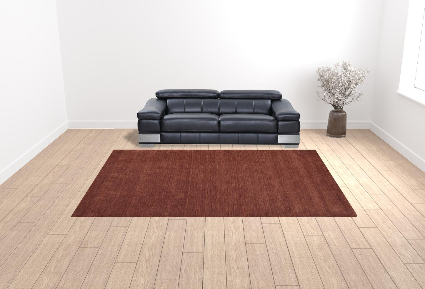 8' X 11' Blue Wool Hand Woven Stain Resistant Area Rug
