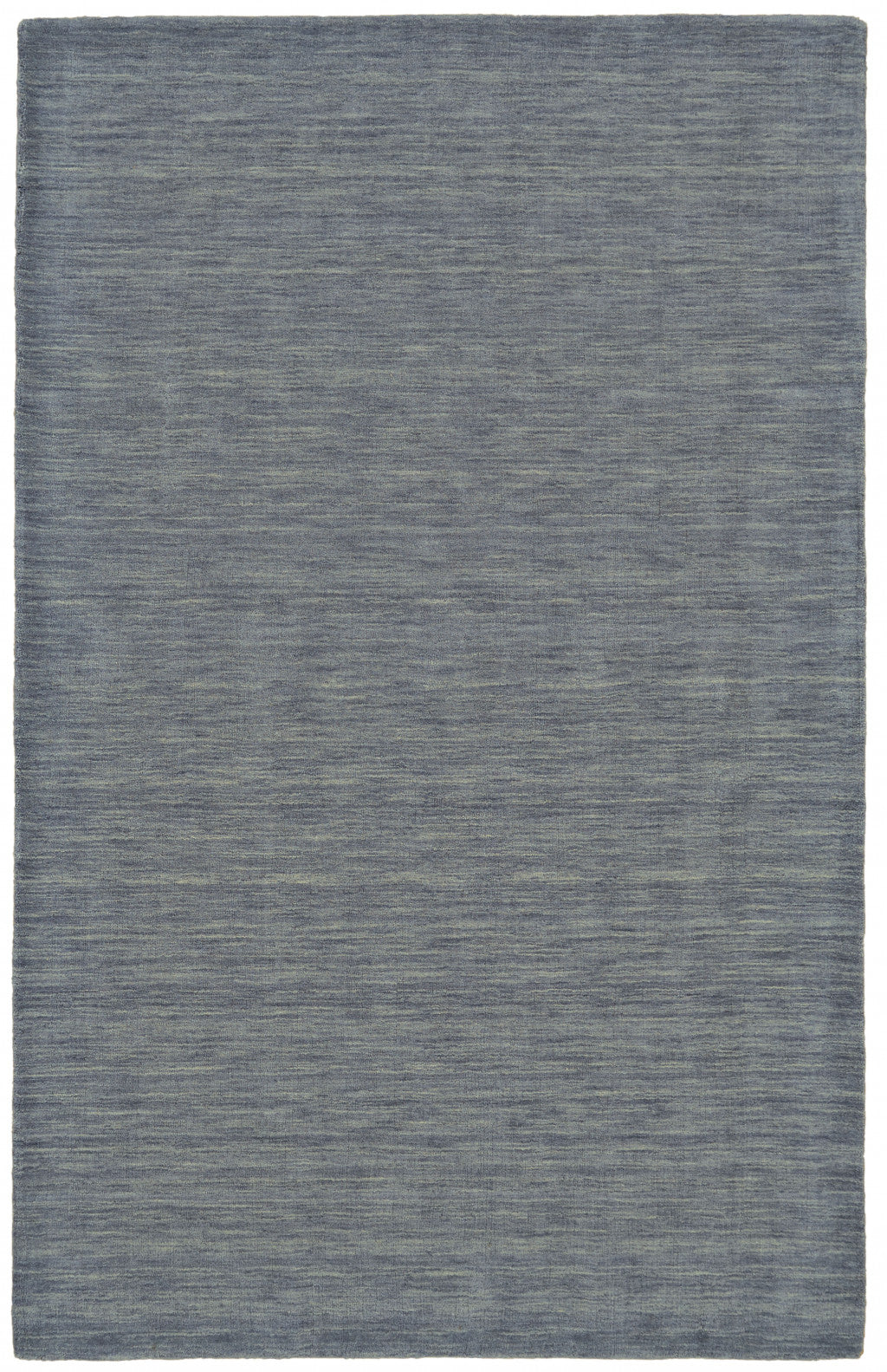 8' X 11' Blue Wool Hand Woven Stain Resistant Area Rug