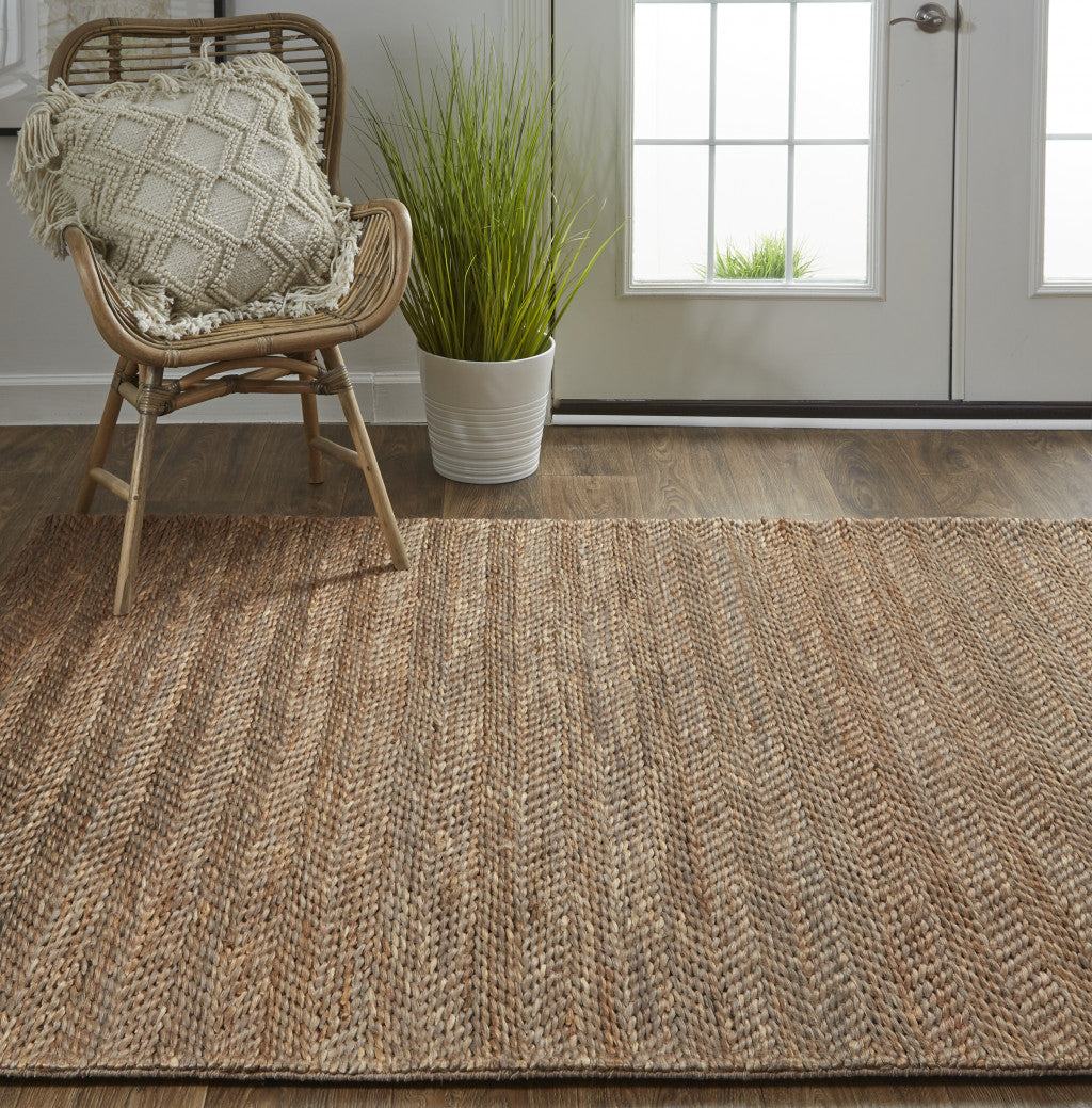 8' X 11' Tan And Gray Hand Woven Area Rug