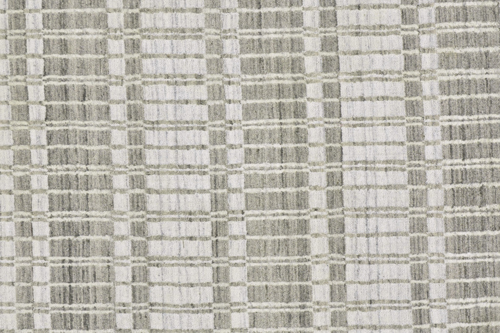 9' X 13' Blue Gray And Ivory Striped Hand Woven Area Rug