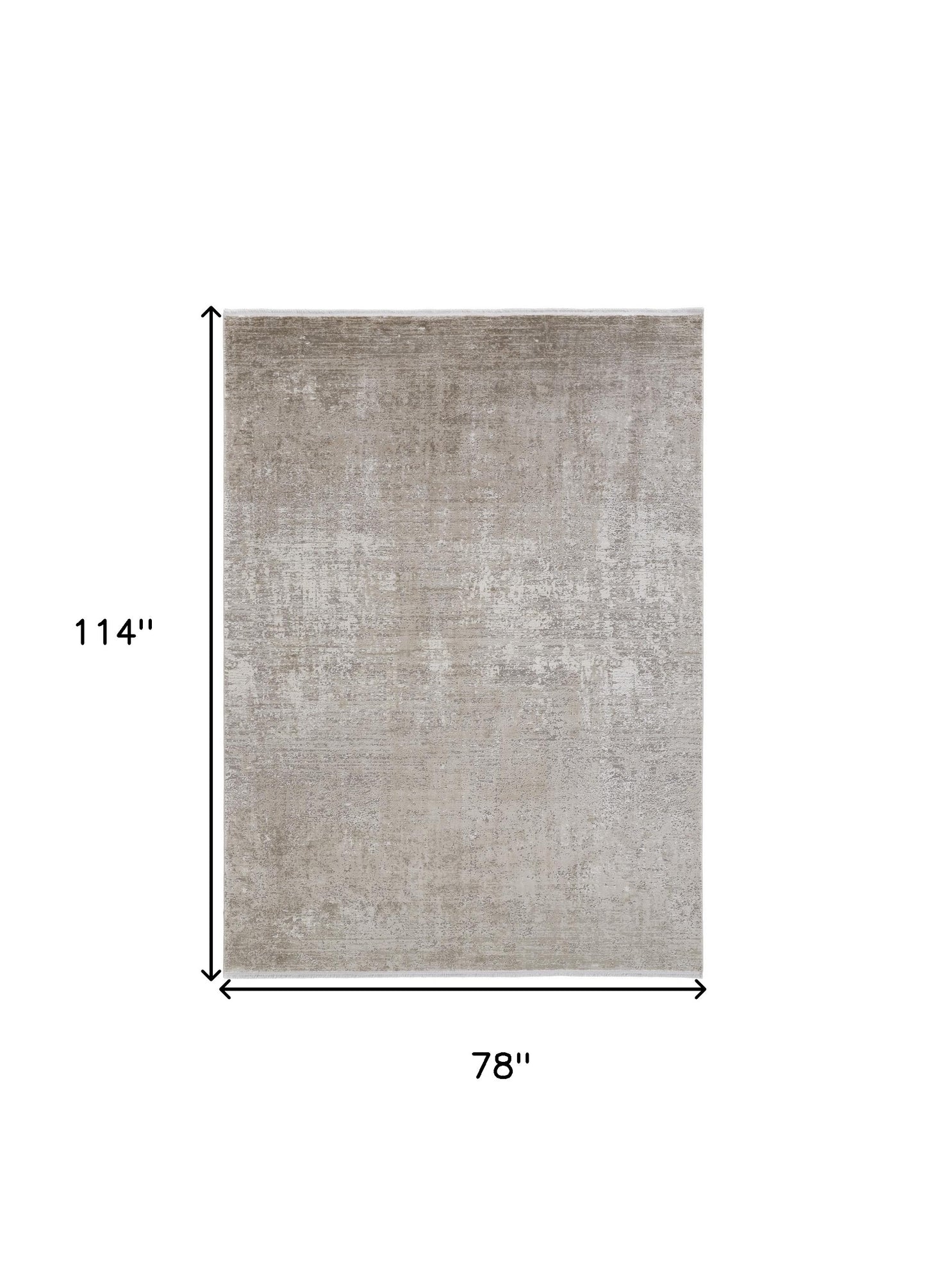3' X 5' Taupe Ivory And Gold Abstract Power Loom Distressed Area Rug With Fringe