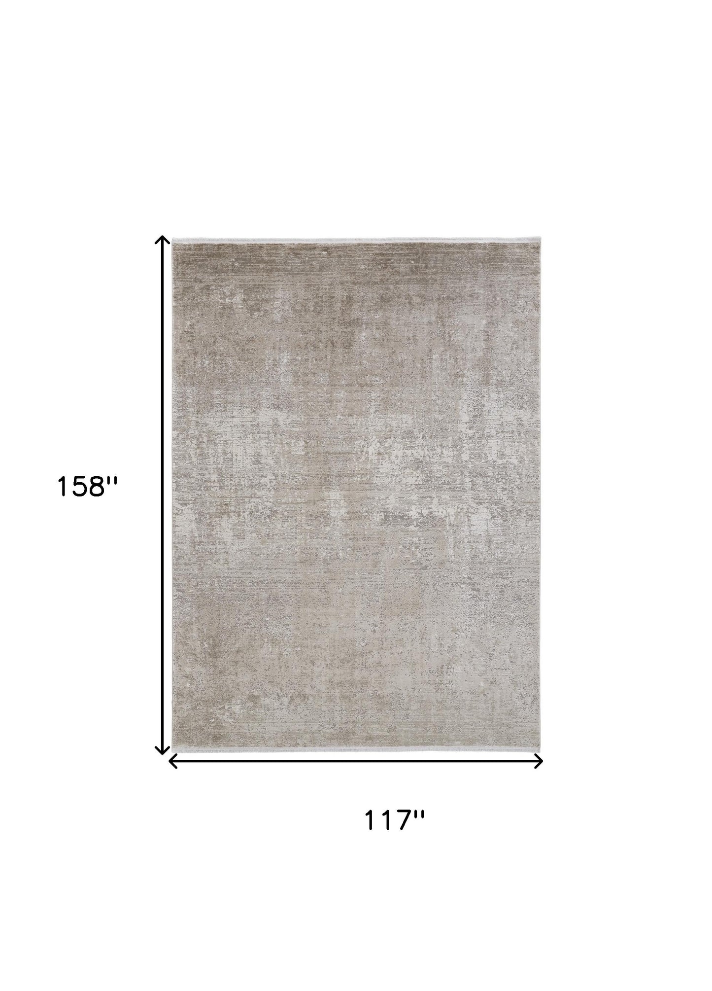 3' X 5' Taupe Ivory And Gold Abstract Power Loom Distressed Area Rug With Fringe