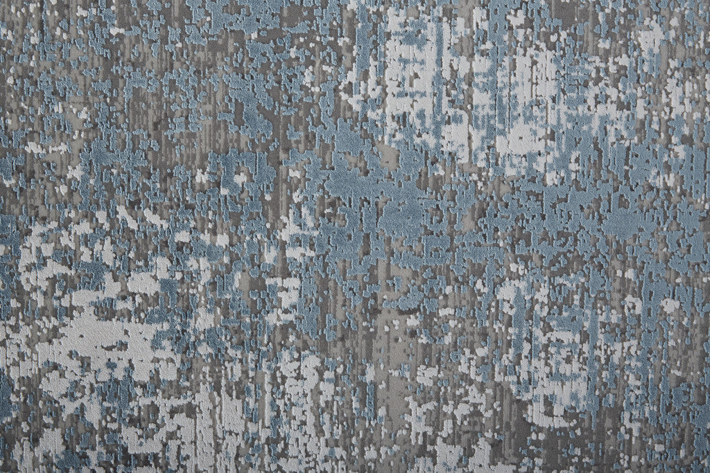 3' X 5' Taupe Ivory And Gold Abstract Power Loom Distressed Area Rug With Fringe