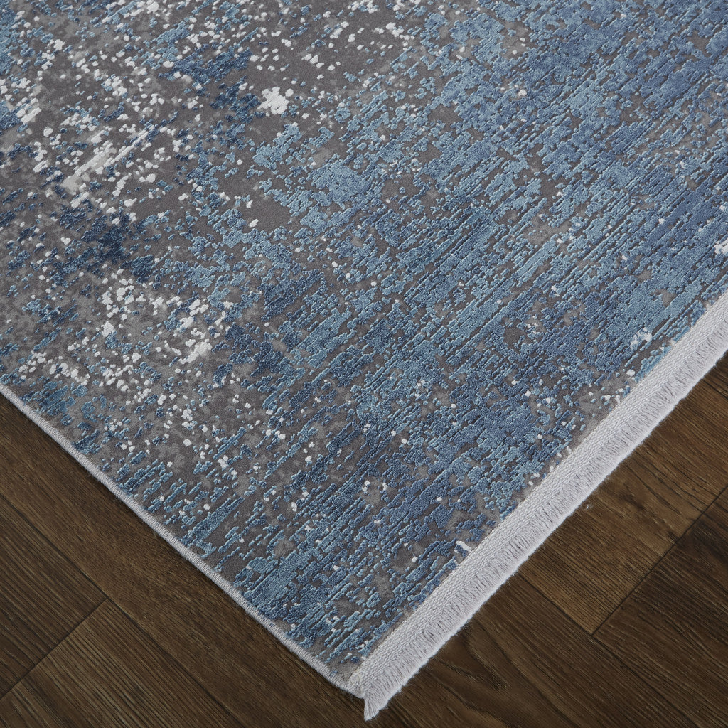 3' X 5' Taupe Ivory And Gold Abstract Power Loom Distressed Area Rug With Fringe