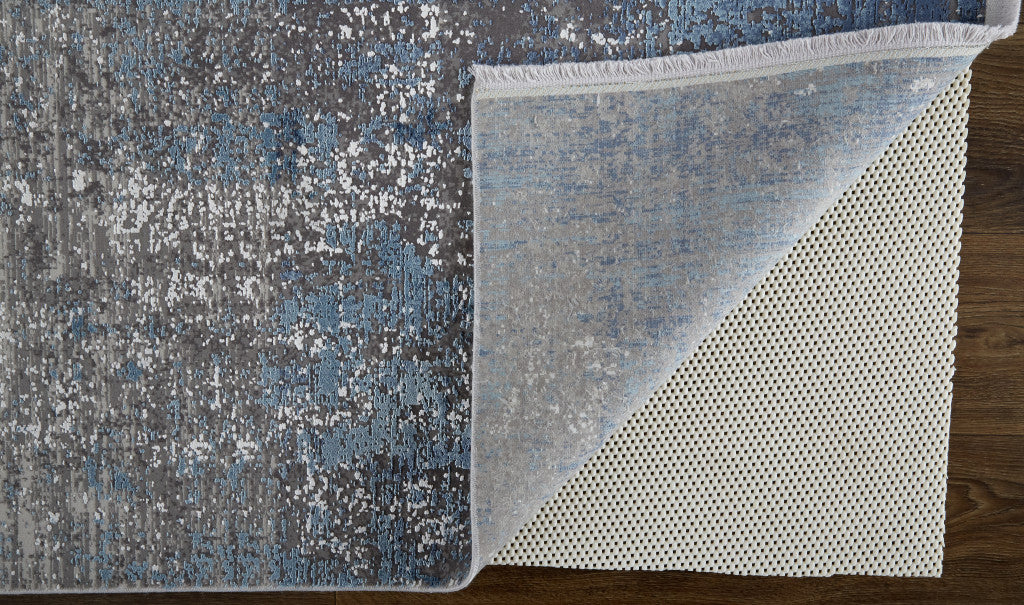 3' X 5' Taupe Ivory And Gold Abstract Power Loom Distressed Area Rug With Fringe