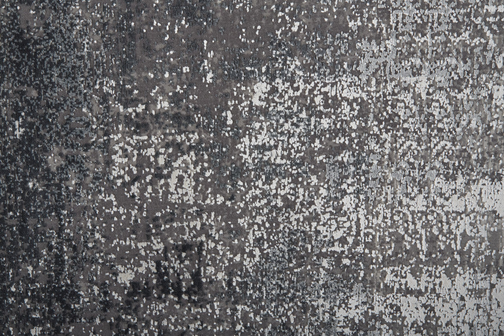 3' X 5' Taupe Ivory And Gold Abstract Power Loom Distressed Area Rug With Fringe