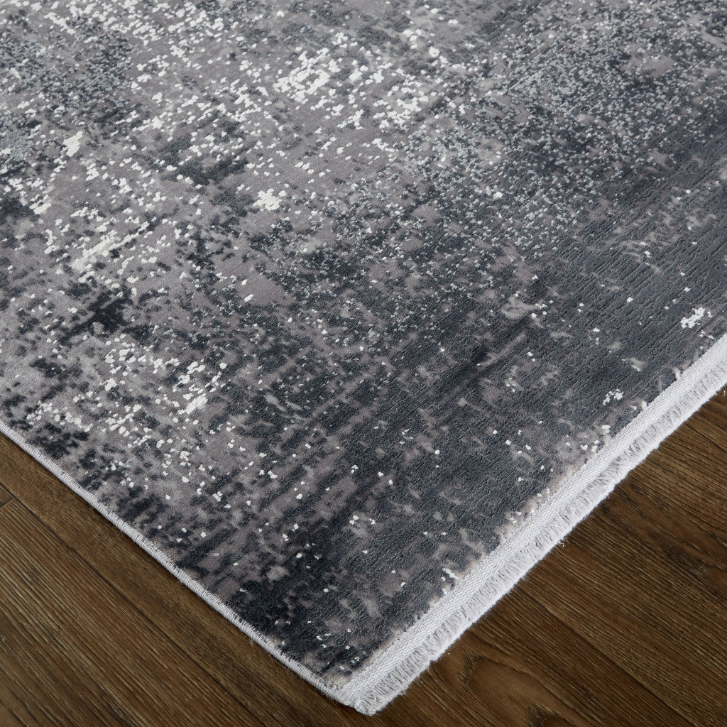 3' X 5' Taupe Ivory And Gold Abstract Power Loom Distressed Area Rug With Fringe