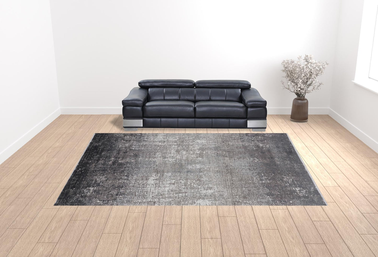 3' X 5' Taupe Ivory And Gold Abstract Power Loom Distressed Area Rug With Fringe