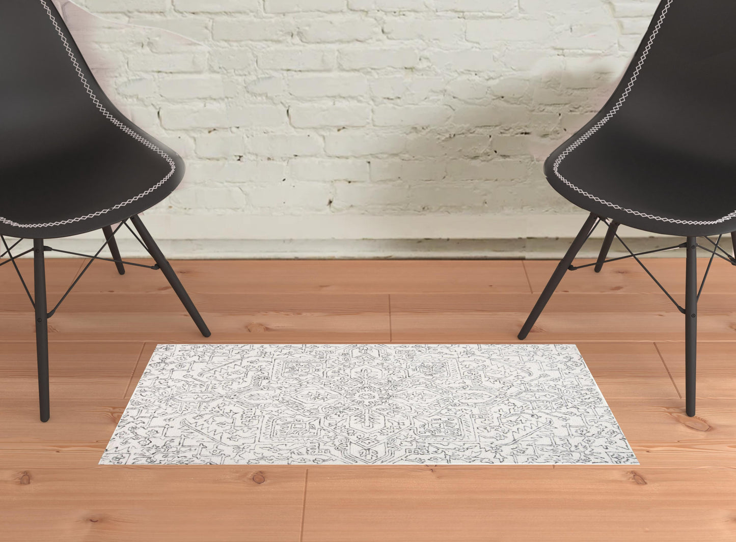 5' X 8' Ivory And Brown Wool Floral Tufted Handmade Stain Resistant Area Rug