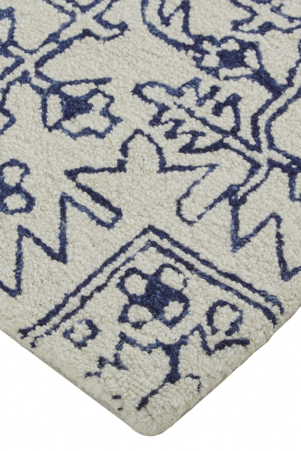 5' X 8' Ivory And Brown Wool Floral Tufted Handmade Stain Resistant Area Rug