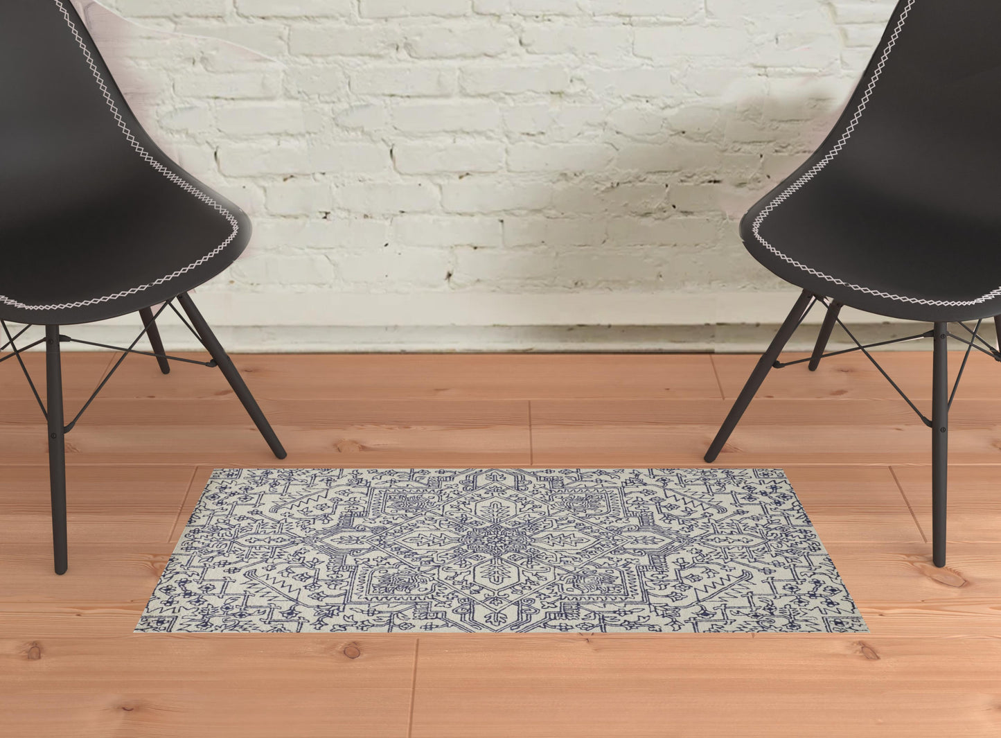 5' X 8' Ivory And Brown Wool Floral Tufted Handmade Stain Resistant Area Rug